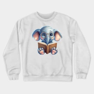 Elephant with Book Crewneck Sweatshirt